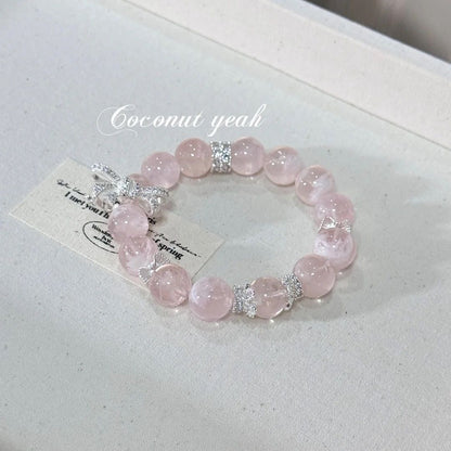 Natural Pink Crystal  Fairy Princess Bracelet for Women